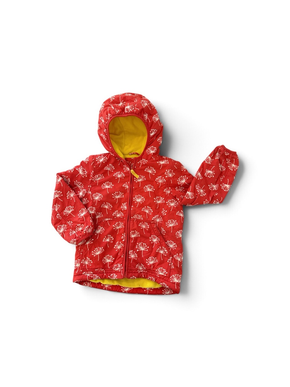 Mini  Boden Red Hooded Jacket with Yellow Lining
